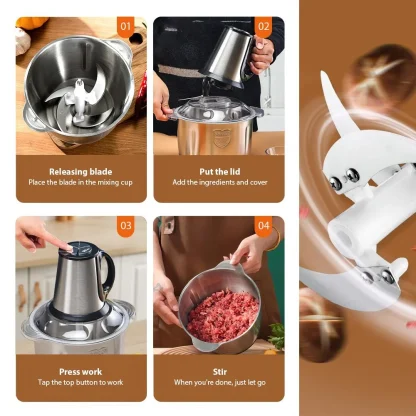 Hachoir à viande électrique 5L en acier inoxydable – Image 5