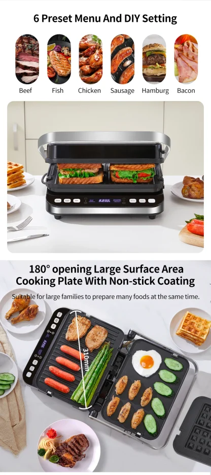 BioloMix 2000W Grill à Contact électrique Grill numérique et presse à Panini – Image 15