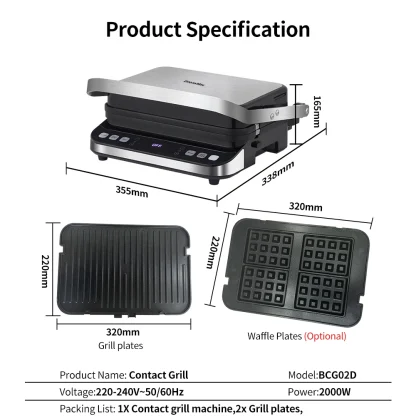 BioloMix 2000W Grill à Contact électrique Grill numérique et presse à Panini – Image 21
