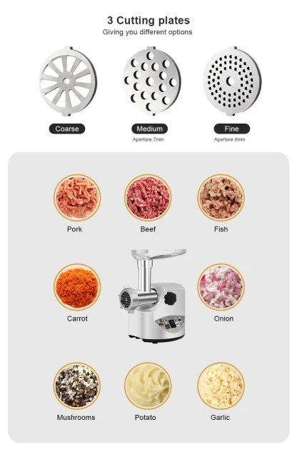 BioloMix robuste 3000W Max puissant hachoir à viande électrique maison – Image 2