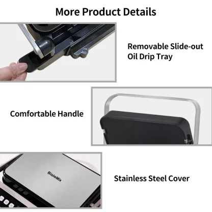BioloMix 2000W Grill à Contact électrique Grill numérique et presse à Panini – Image 20