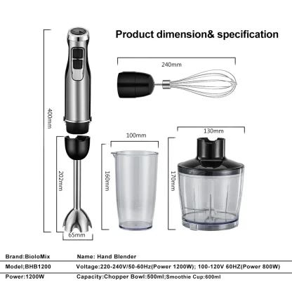 BioloMix 4 en 1 mélangeur à main par Immersion haute puissance 1200 W – Image 21