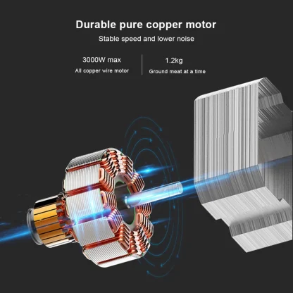BioloMix robuste 3000W Max puissant hachoir à viande électrique maison – Image 11